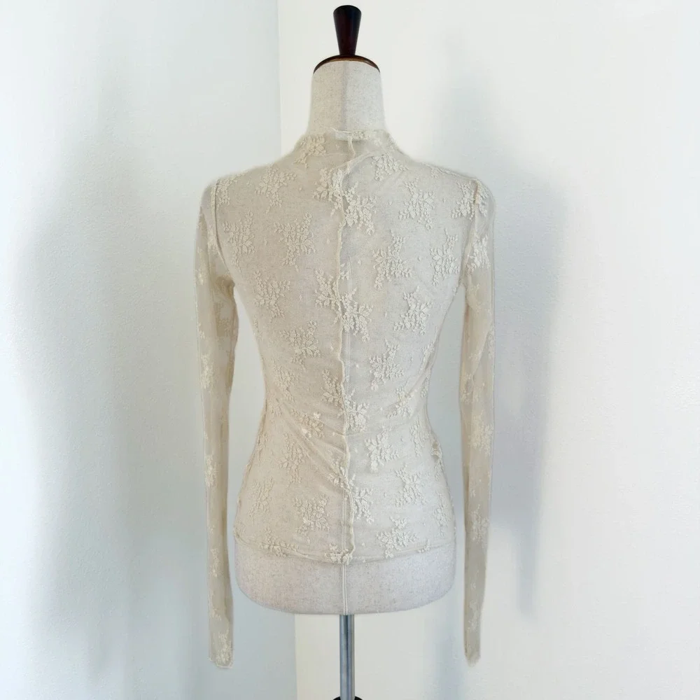 Free People Intimately Sheer Floral Lace Top Size Small
